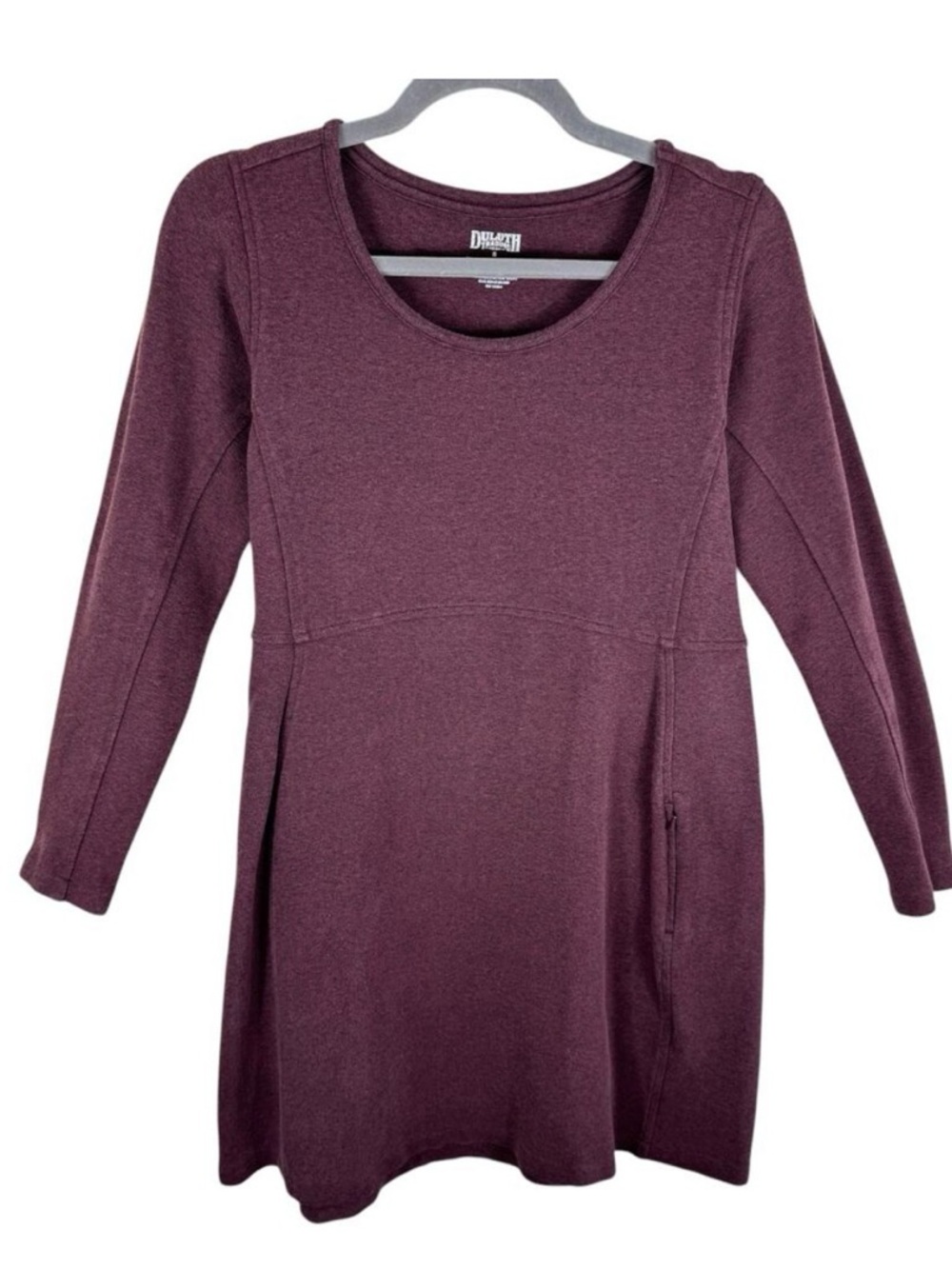 Duluth Trading Co Burgundy Long Sleeve Knee Length Ponte Knit Dress Size‎ Small